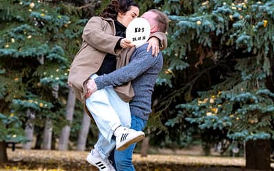 Sam and Kurtis’s Calgary BMO Centre and Lindsay Park Engagement Photographs in Calgary