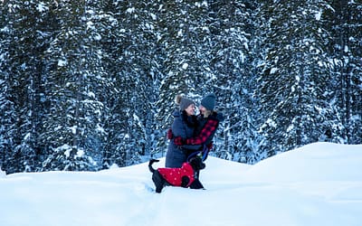 Winter Engagement Photos in Calgary and the Mountains