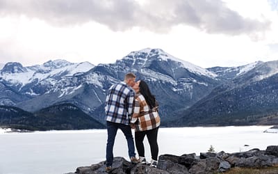 Kelsey & Katie’s Alberta Mountain Kananaskis Engagement Session | Love Through Sun & Snow